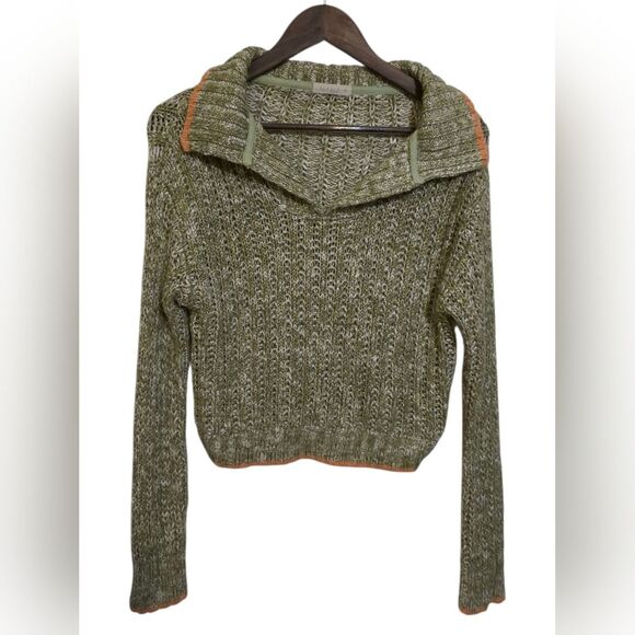 Illa Illa Stone Washed Collared Cable Knit Cropped Sweater S - Picture 2 of 4